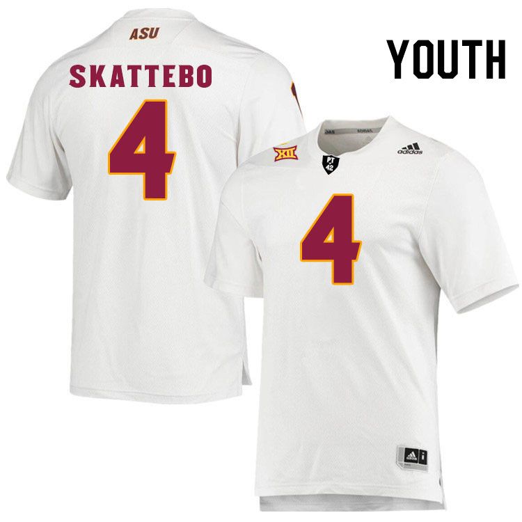 Youth #4 Cam Skattebo Arizona State Sun Devils College Football Jerseys Stitched-White